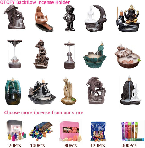 OTOFY Mythical Dragon Backflow Incense Holder Figurine Incense Burner Holder Gothic Home Decor (Chinese Dragon)...