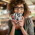 Karma Gifts 16 oz Black and White Boho Mug Beetle - Cute Coffee and Tea Mug - Ceramic Coffee Mugs for Women and Men...