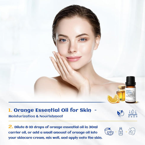 HIQILI Sweet Orange Essential Oil,100% Pure Natural for Diffuser, Aromatherapy-10ml...