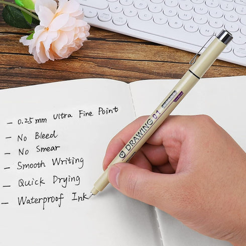 Extra Fine Point Writing Pens: 6 Black Ultra Thin 0.25mm No Bleed Smooth Annotation Bible Journaling Study Supplies Waterproof 01 Micro Line Needl...