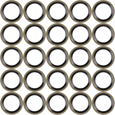 X AUTOHAUX 25pcs M12 Bronze Tone Car Engine Oil Drain Crush Flat Bonded Washer Gaskets...
