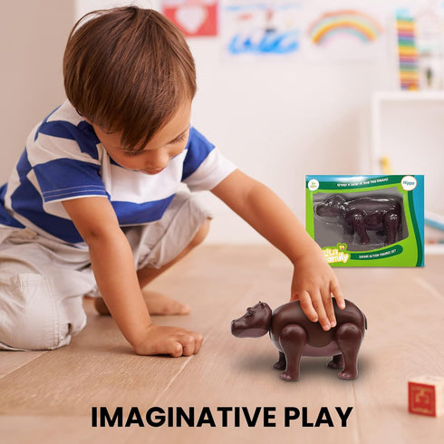 Hippo Toy Safari Animal Figure, Plastic Safari Animal Figurines, Zoo Animal Playset, Large Realistic Zoo Animal Toys for Toddlers, Hippo Action Fi...