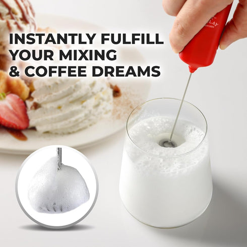 Zulay Kitchen Powerful Mini Milk Frother Handheld - Electric Hand Mixer - Portable Frother Wand for Coffee - Small Drink Blender for Lattes, Cappu...