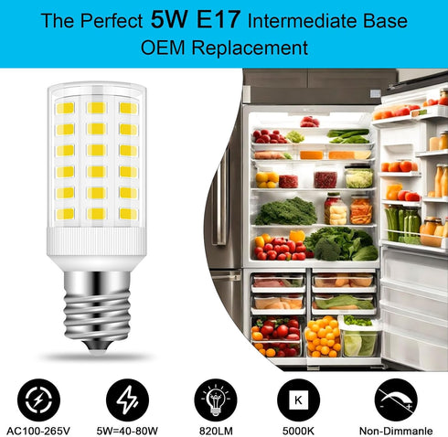 Refrigerator Bulb Kei d28k 4w Kel 2812 Freezer Bulb Kei D28m Kel 2815 ac100-265v 3.8w Refrigerator Light Bulb 5304517886 Replacement E17 Intermedi...