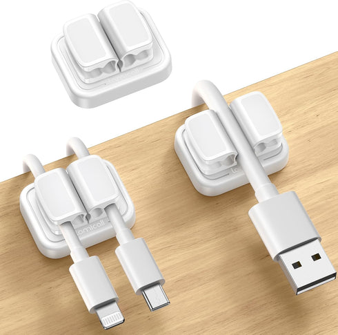 3-in-1 Cord Organizer Spring Clip Holder - Lamicall Small Desk Cable Organizer Clips, Adhesive Adjustable Wire Holder for Phone Charging Cord, Cab...