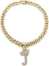 Hip Hop Alphabet Initial J Pendant & 12mm 18" Full Iced Box Lock Cuban Chain Necklace...