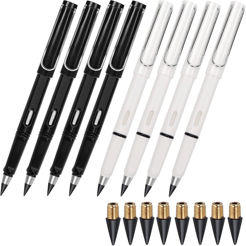 Everlasting Pencils,Inkless Pencil Set(8Pcs Everlasting Pencils with Eraser+8 Pcs Replaceable Nibs)...