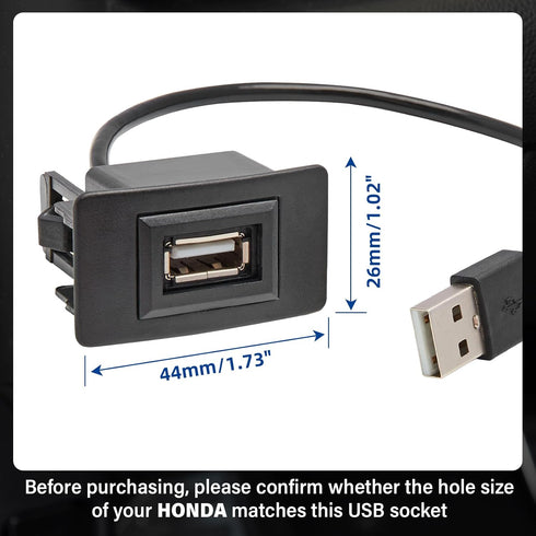 Anina USB Port Car Charger for Honda, Male to Female USB Power Socket Adapter, Panel Flush Mount Extension Cable for Civic CRV Accord Jazz Odyssey...