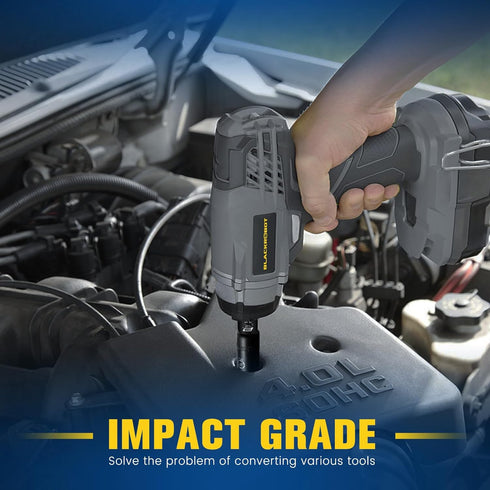 4 Piece Impact Socket Adapter Set, 1/4" 3/8" 1/2" SAE Drive Socket Adapter Set, Square Adapter and Reducer Conversion Set for Impact Driver Wrench...