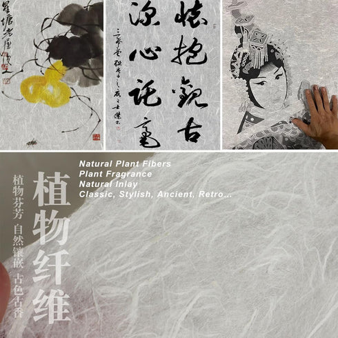 InnoStars Pure Handmade Mulberry Paper Sheets, 50 Sheets 15.7x11.8in Natural Fiber Rice Paper, Decoupage Paper Sheets Art Tissue Washi Paper DIY A...