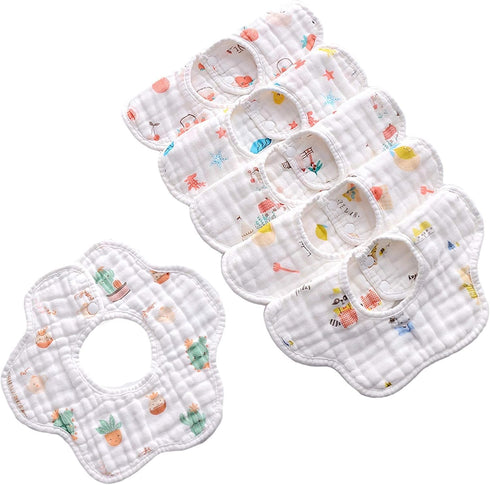 TYMXGHF Strap saliva towel, 8 Layer Can 360°Rotate Petal Absorption Bandana Bibs Burp Cloths for Drooling And Teething Large...