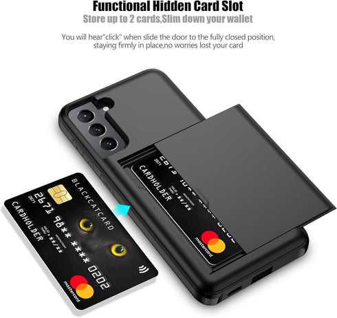 Nvollnoe for Samsung S21 Case with Card Holder 5G 6.2 inch Dual Layer Heavy Duty Protective Galaxy S21 Case Hidden Card Slot Slim Wallet Case for ...