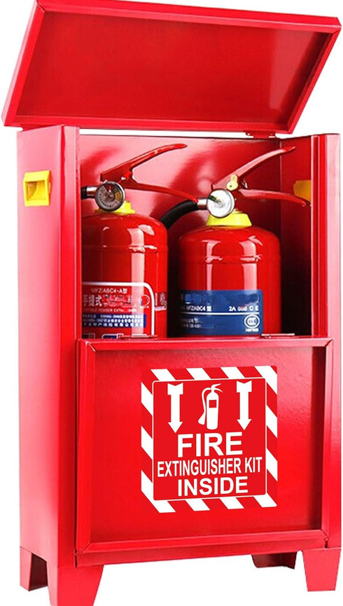 Green First Aid Kit Inside Red Fire Extinguisher Inside Stickers 4 Inch Safety Sign-Adhesive First Aid Kit Sign Decals UV Resistant 8 Pcs Industri...