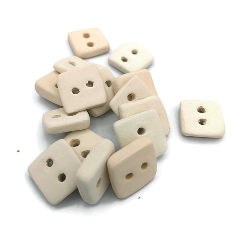 Blank Handmade Ceramic Bisque Sewing Buttons Ready To Paint, Large Unpainted Flat Button For Knitting Or Crochet, Novelty Customizable Buttons (20...