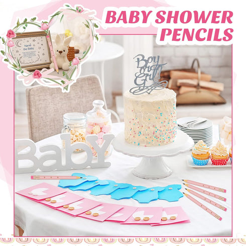 24 Pieces Pink Baby Shower Pencils Bridal Shower Golf Pencils with Erasers Mini Half Pencils Pre Sharpened 4 Inch Wedding Pencils 2 HB Hexagon Pen...