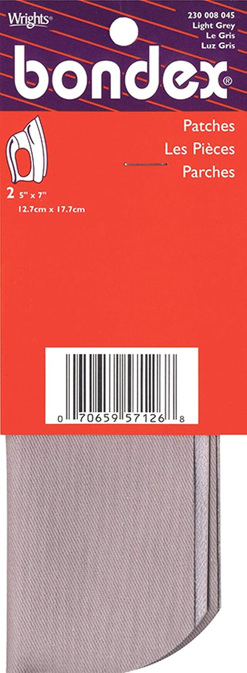 WRIGHTS BDX230-008.45 Bondex Iron-On Patches 5"X7" 2/Pkg-Light Grey...