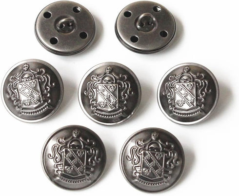 YaHoGa 10PCS 1 Inch (25mm) Large Antique Metal Buttons with Shank for Blazers,Suits,Jackets (Antique Silver)...