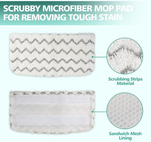 4 PCS Replacement Pads Accessory for Shark Steam Mop S1000, S1000A, S1000C, S1000WM, S1001C, S2001 Dirt Grip Pads, Microfiber Washable & Reusable...