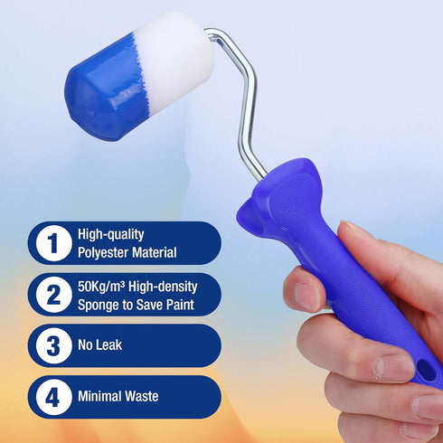 WORKPRO Small Paint Roller 2.5 inch 12-Pack, Mini Foam Paint Roller Covers for Small Touch-Up, Art Crafts, Furniture, Cabinets, High-Density Spong...