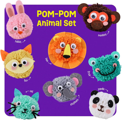 Pom Pom Craft Kit - Animal Art and Craft Project - DIY Plush Crafts for Kids, Toddler Art Activity Gift for Little Boys & Girls Ages 6 7 8 9...