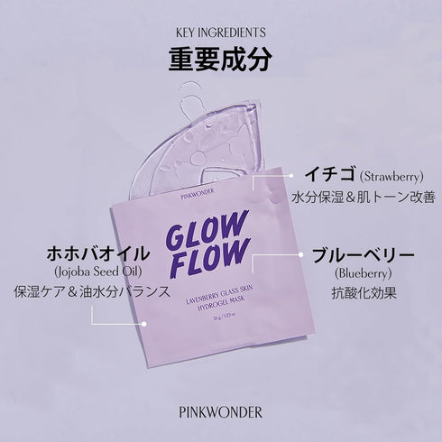GLOWFLOW Lavenberry Glass Skin Hydrogel Mask (1EA), Nourishing Facial Sheet Mask for Dry Skin, Hydrating and Glowing Skin, Blueberry Extract and J...