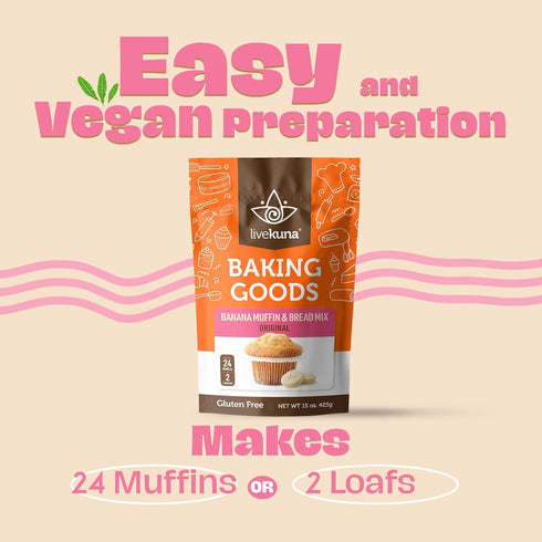LiveKuna - Banana Bread Mix, Banana Muffin Baking Mix, Banana Flavoured Muffin Mixes for Baking, Great for Any Muffin & Banana Bread Recipe, Versa...