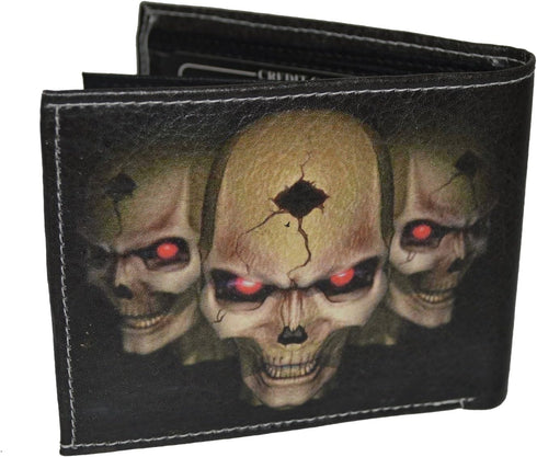 Leatherboss Skull Printed Stylish Men's Bifold Exotic Credit Card Cash Holder Wallet with Gift Box...