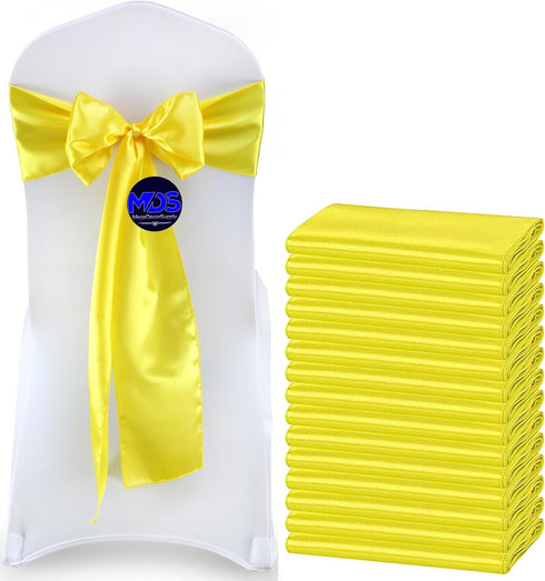 MDS Pack of 50 PCS Satin Chair Sashes Charmeuse Sateen Dining Chair Bows Ribbon Ties Back Sash for Wedding Party Birthday Home Hotel Restaurant Ba...