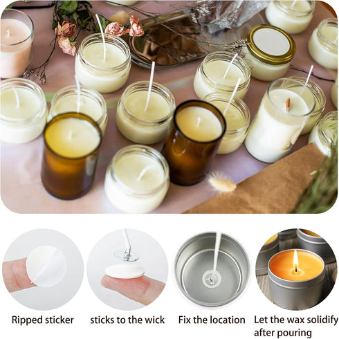 EricX Light 240 pcs Candle Wick Stickers,Heat Resistance Glue Adhere Steady in Hot Wax for Candle Making...