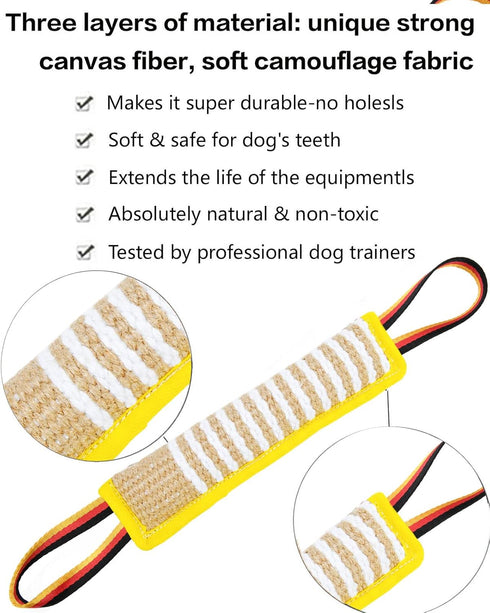 Dog Tug Toy Dog Tough Jute Bite Pillow - LastingTraining Equipment - Two Flag Handles Puppy to Large Dogs Interactive Toy war toys for aggressive ...