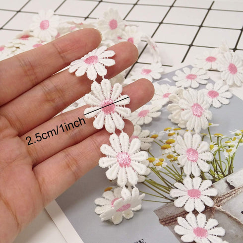 Honbay 5 Yards Decorating Lace Embroidered Trim Ribbons for Sewing or Craft Decoration (Daisy Pink)...