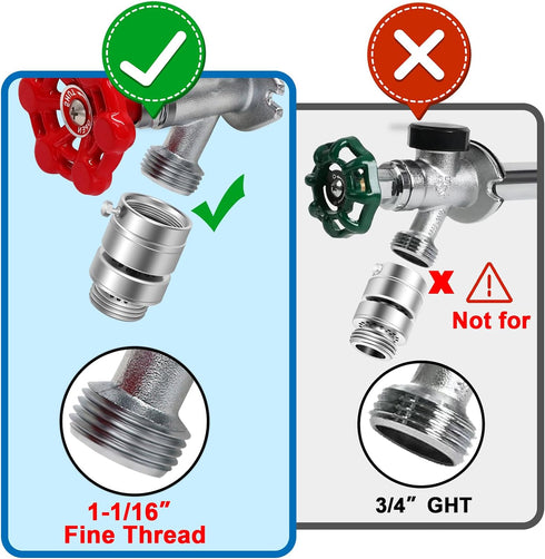 Self-Draining Vacuum Breaker, 1-1/16" Female Fine Thread Vacuum Breaker, PK1390 No Lead Brass Hose Bib Vacuum Breaker, for Providing you with Heal...