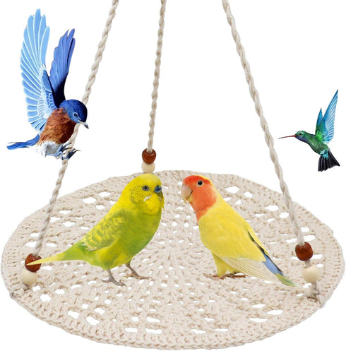 Bird Swing Toys, Hanging Bird Parrot Hammock, Colorful Cotton Bird Perch Stand, Bird Cage Accessories for Parakeet Cockatiel Conure Lovebird Budgi...