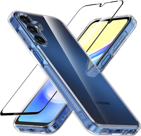 for Galaxy A15 5G Case,Premium PC+TPU Shockproof Protective Phone Case Cover with Tempered Glass Screen Protector for A15 2023 4G (Clear, A15)......