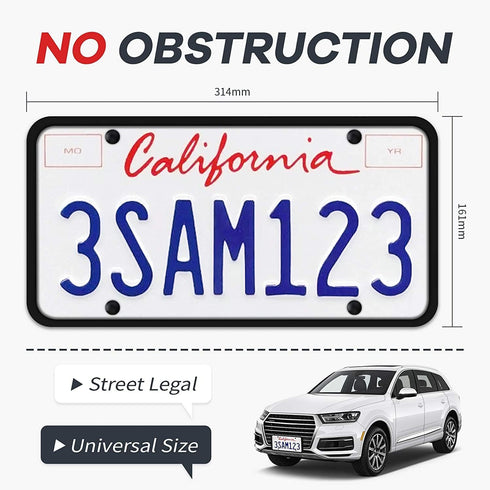 Aujen Silicone License Plate Frames, 1 Pack Black Side-Opening License Bracket Holder with Easy Installation, License Plate Frame Without Obstruct...