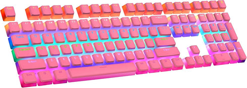 Pudding Keycaps,Double Shot PBT Backlit 108 Keys Key caps Set for Mechanical Gaming Keyboard - Pink (Only Keycaps)...