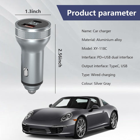 Car Charger, 54W All Metal USB C Auto Fast Charging Adapter, PD & QC 3.0 Cigarette Lighter Charger, Mini Dual Port USB Vehicle Charging Accessorie...