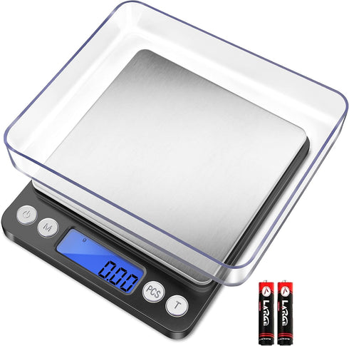 Fuzion Digital Gram Scale with 2 Trays, 500g/ 0.01g Small Jewelry Scale, 6 Units Gram Scales Digital Weight Gram and Oz, Tare Function Digital Her...