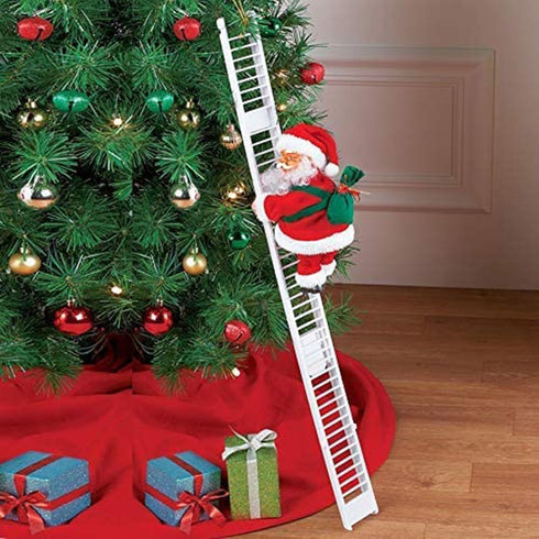 Electric Santa Climbing Up and Down Tree with Music, Bag of Presents - Holiday Decor for Home, Door, Wall - Xmas Ornament...