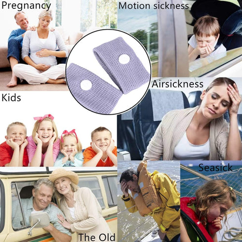 Anti Nausea Travel Sickness Wristbands, 2 Pairs Motion Sickness Bands for Kids & Adults Natural Acupressure Nausea Relief Wristbands for Car Sea F...