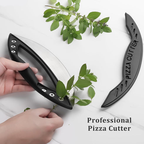 Pizza Cutter, 12" Pizza Cutter Rocker with Blade Cover For Kitchen And Commercial Use, Stainless Steel Pizza Knife Slicer for all Types of Quesadi...