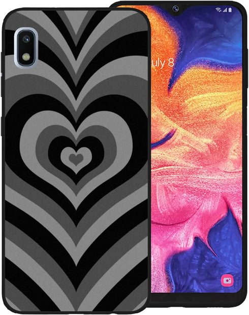 Compatible with Samsung Galaxy A10e Black Cute Heart Tunnel Center Love Pattern Shockproof Protective Anti-Slip Thin Slim Soft Black Phone Case Co...