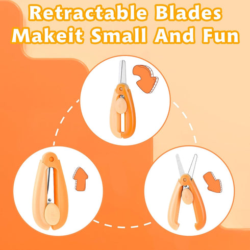3 Pcs Safety Scissors for Kids Retractable Small Scissors Folding Travel Scissors Cute Craft Scissors for Toddler Crafts Children Arts Preschool T...