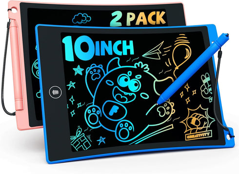 TEKFUN Kids Toys,10in 2 Pack LCD Writing Tablet Coloring Doodle Drawing Board Pad for Kids with Stylus, Car Trip Educational Toys Easter Toys Birt...