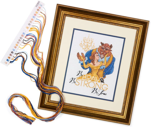 Dimensions 70-35358 Disney Be Brave Counted Cross Stitch Kit, Beauty and the Beast Cross Stitch, 8" x 10",Ivory...