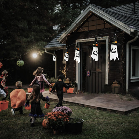 Solar Halloween Decorations Ghost Pumpkin 5 Pack 50 LED String Lights for Hallway Garden Yard Lawn Porch Tree Outdoor Suspend Terror Decor (Ghost ...