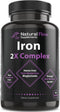 Iron Supplement 2-in-1 Complete Complex - Natural Flow 2X Heme and Chelated Non Heme Iron Bisglycinate, Folate, B and Vitamin C, for Anemia and Bl...