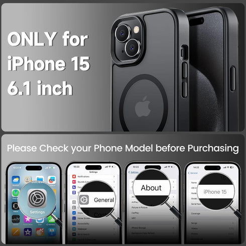 Tigowos Strong Magnetic for iPhone 15 Case Fits MagSafe 10FT Drop Resistant Matte Skin Feeling Back Cover Shockproof Slim Fit for iPhone 15 Phone ...
