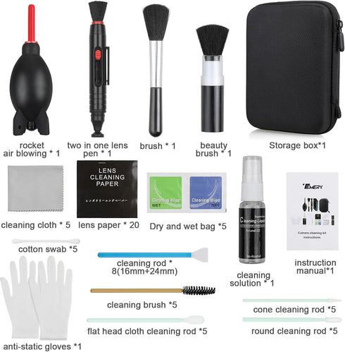 17-in-1 Camera Cleaning Kit for DSLR Cameras (Canon, Nikon,Sony), with Air Blower/Cleaning Pen/Detergent/Cleaning Cloth/Lens Brush/Carry Case...
