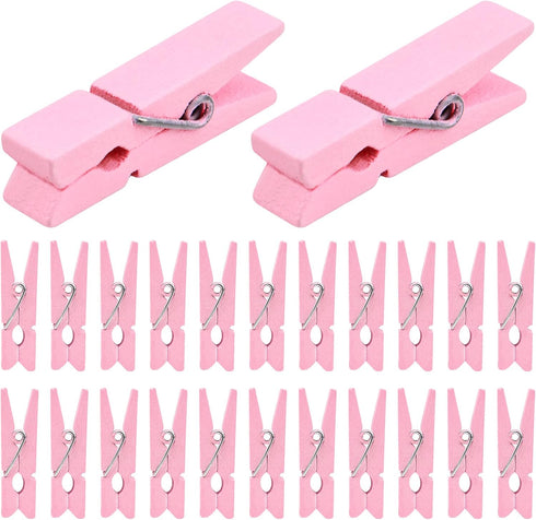 50pcs Pink Wooden Small Clothespins Photo Clips Wood Paper Peg Pin Craft Clips for Wall Hanging Pictures Clothing Jewelry Items Home Party Wedding...